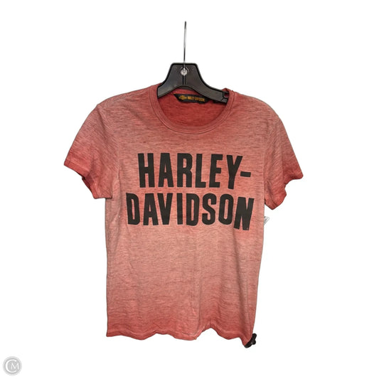 Top Short Sleeve By Harley Davidson In Orange, Size: M