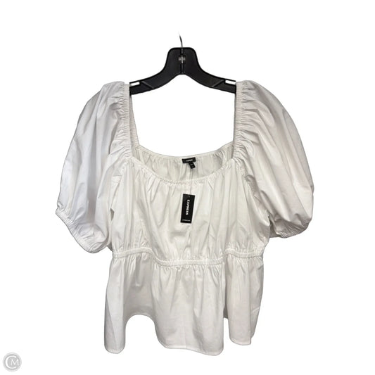 Top Short Sleeve By Express In White, Size: Xl