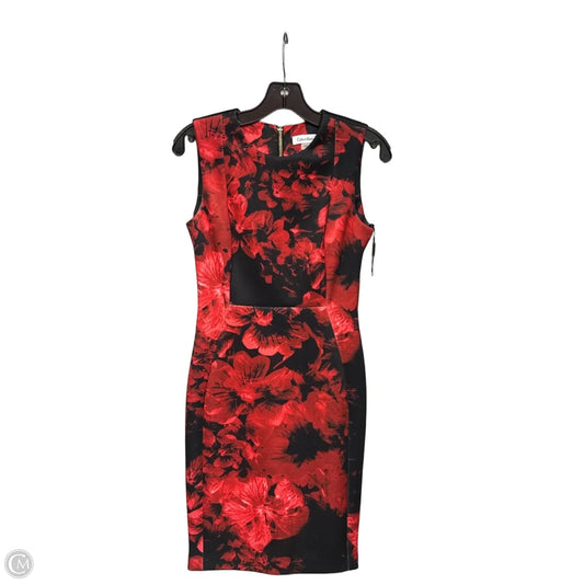 Dress Party Midi By Calvin Klein In Black & Red, Size: 4