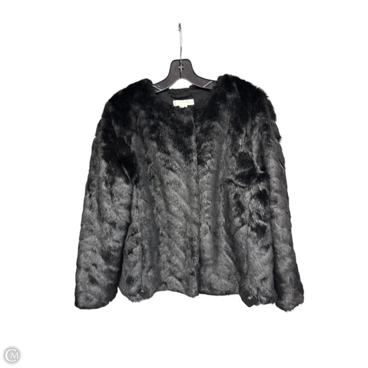 Coat Faux Fur & Sherpa By H&m In Black, Size: L