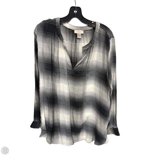Tunic Long Sleeve By Loft In Black & White, Size: Xl