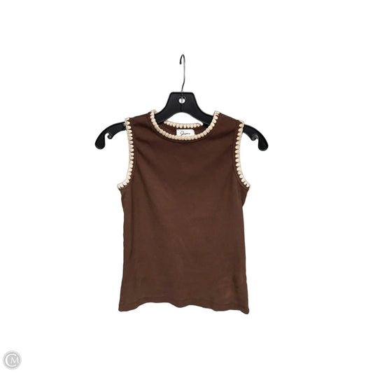 Top Sleeveless By Japna In Brown & Tan, Size: M
