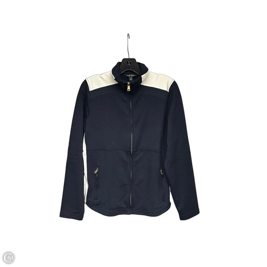 Athletic Jacket By Lauren By Ralph Lauren In Blue & White, Size: L