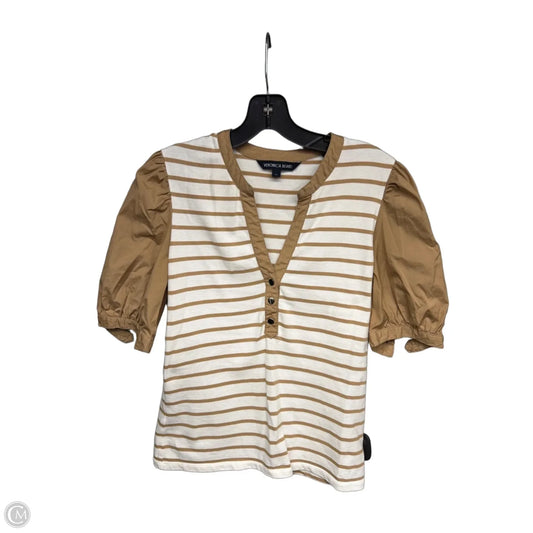 Top Short Sleeve By Veronica Beard In Tan & White, Size: Xs