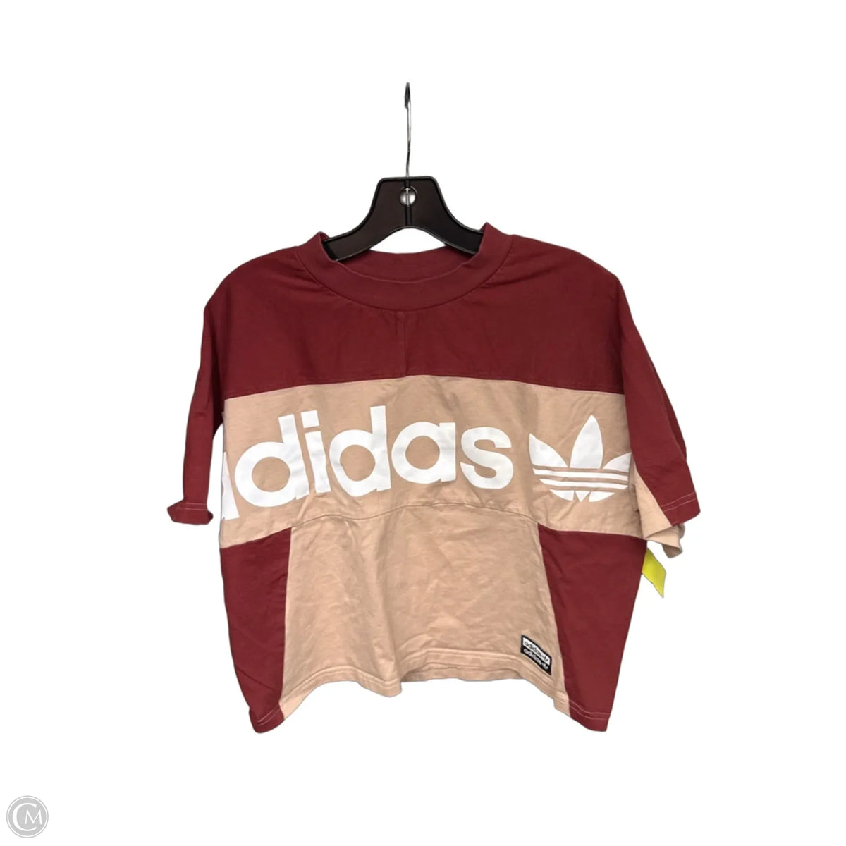 Athletic Top Short Sleeve By Adidas In Maroon, Size: S