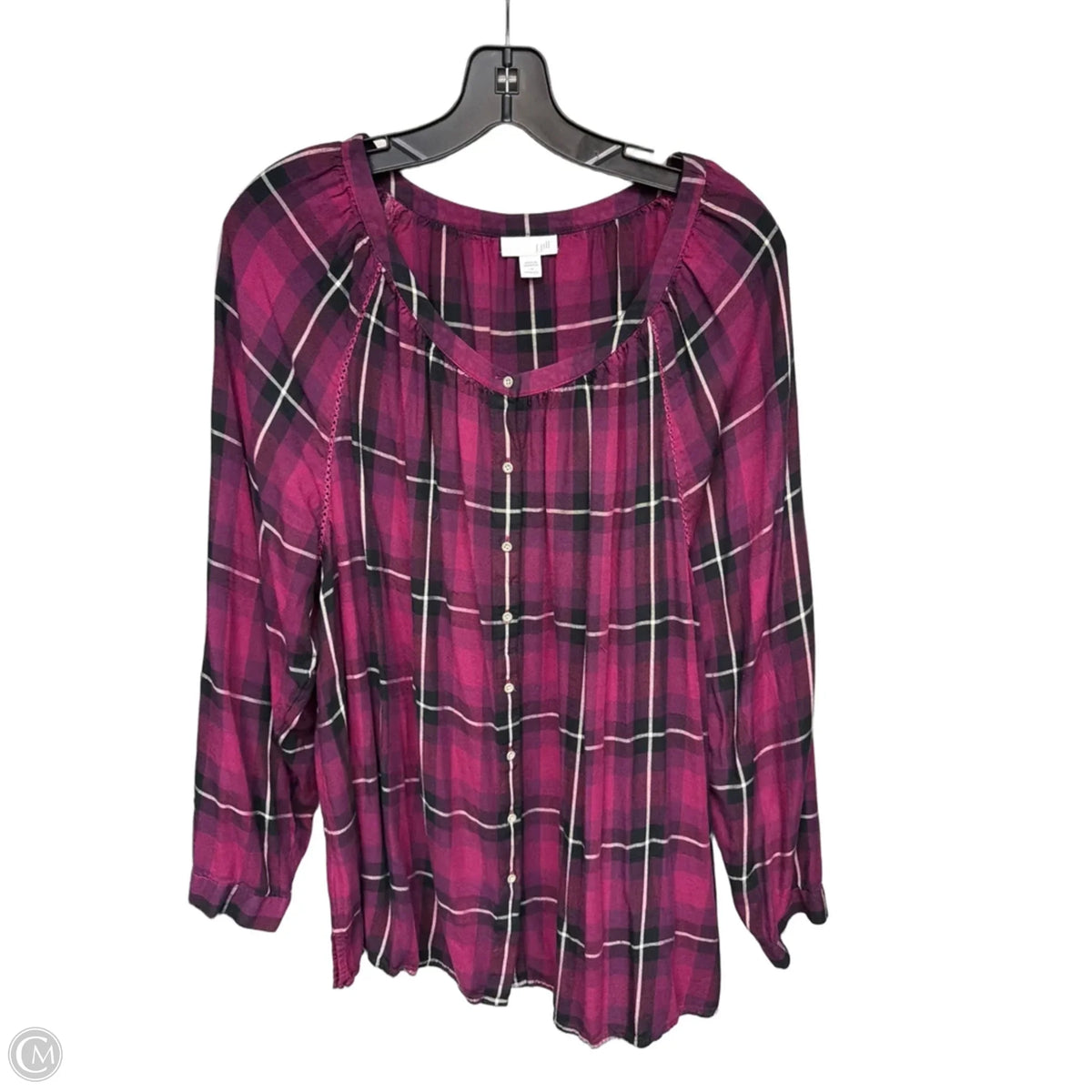 Top Long Sleeve By J. Jill In Plaid Pattern, Size: 2x