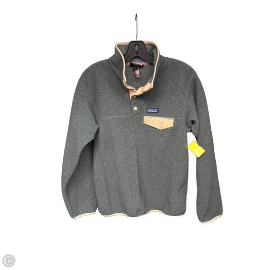 Jacket Fleece By Patagonia In Grey & Orange, Size: S