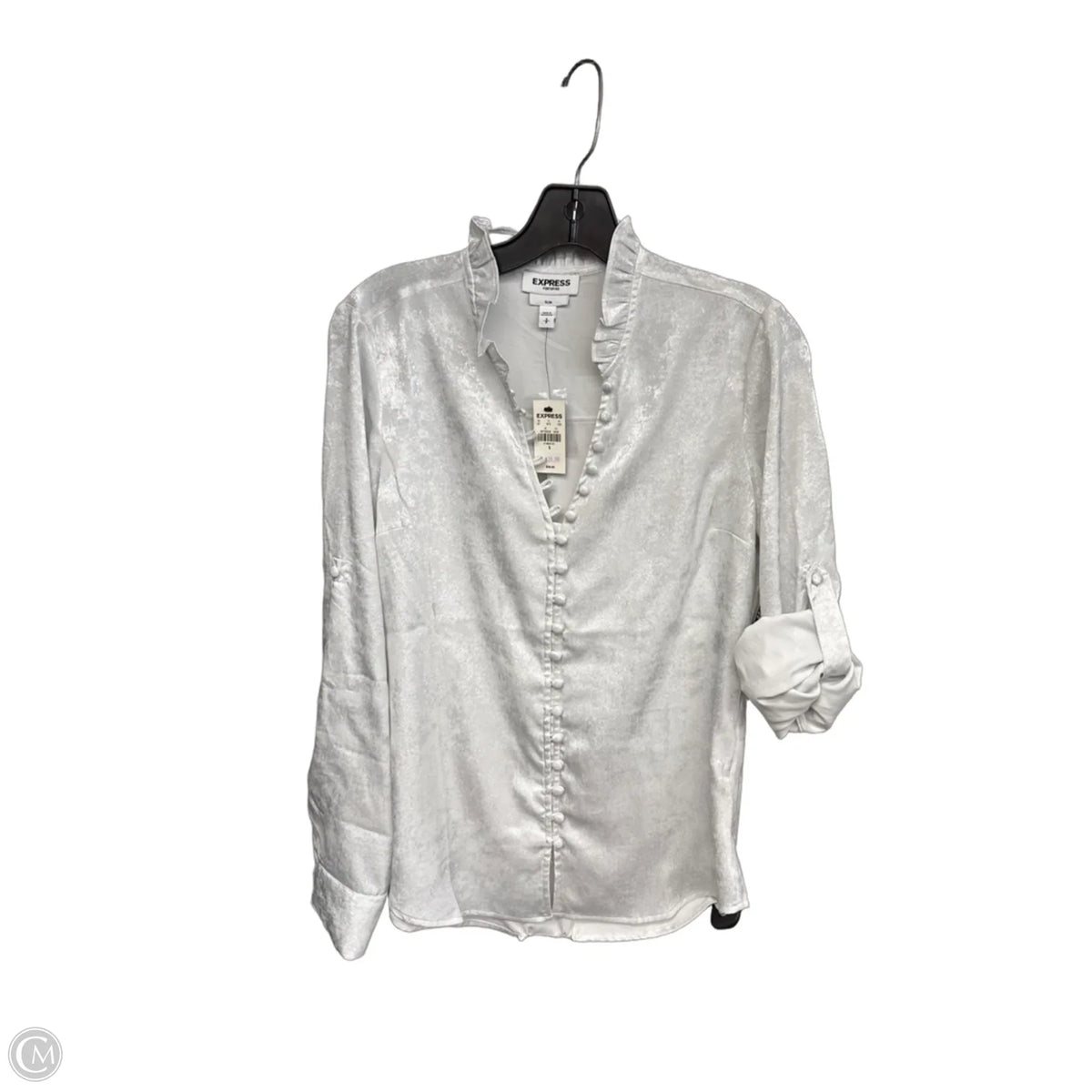 Blouse Long Sleeve By Express In Silver, Size: S