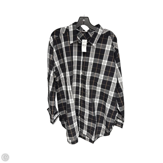 Top 3/4 Sleeve By Loft In Plaid Pattern, Size: Xl