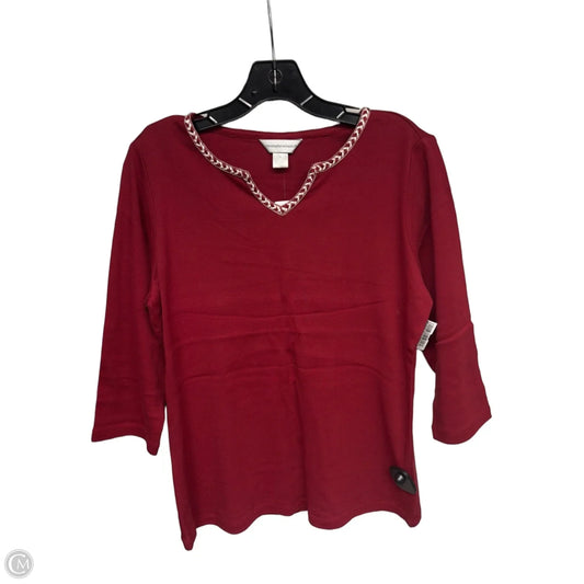 Top 3/4 Sleeve By Christopher And Banks In Red, Size: M
