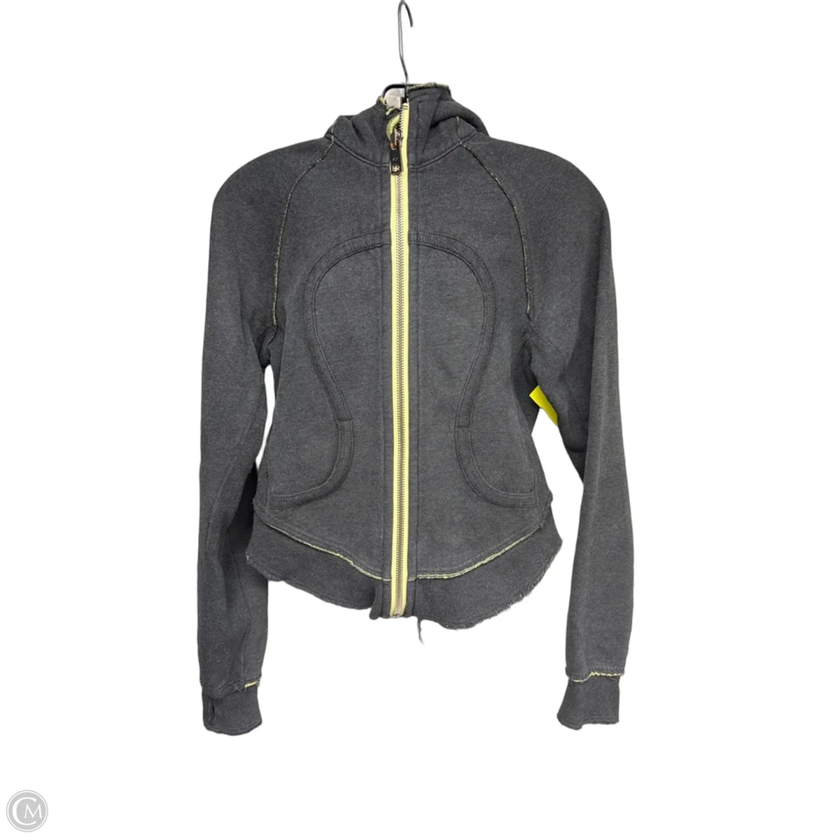 Athletic Jacket By Lululemon In Grey & Yellow, Size: Xs