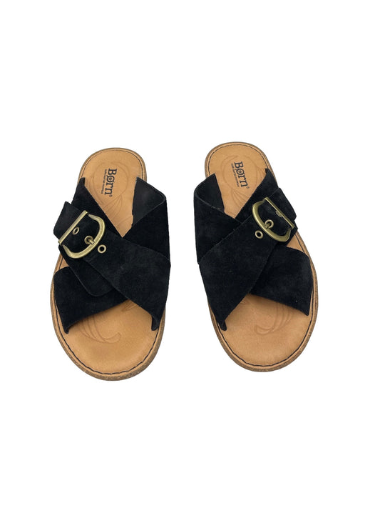 Black Sandals Flats Born, Size 8