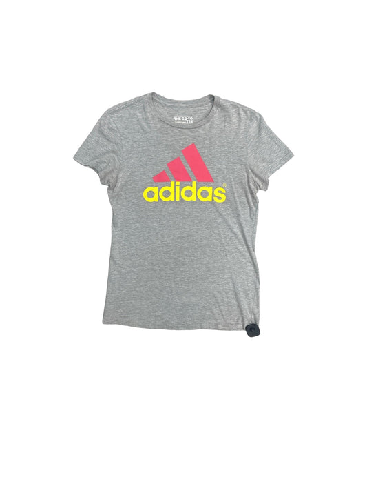 Grey & Yellow Athletic Top Short Sleeve Adidas, Size M