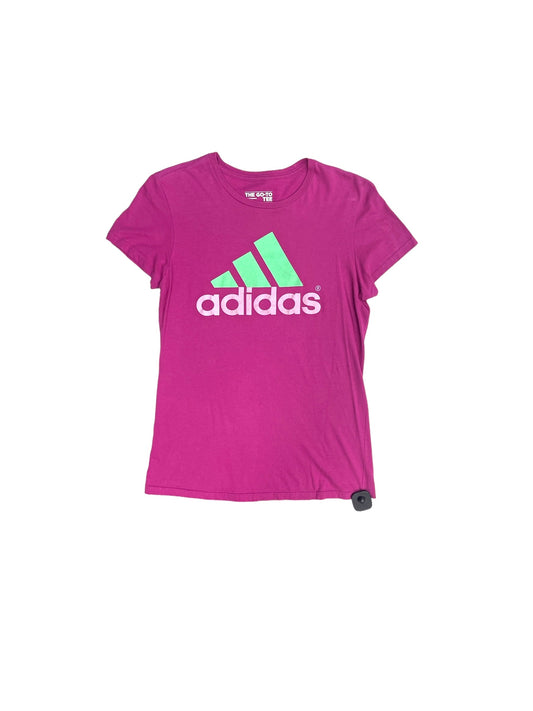 Purple Athletic Top Short Sleeve Adidas, Size M