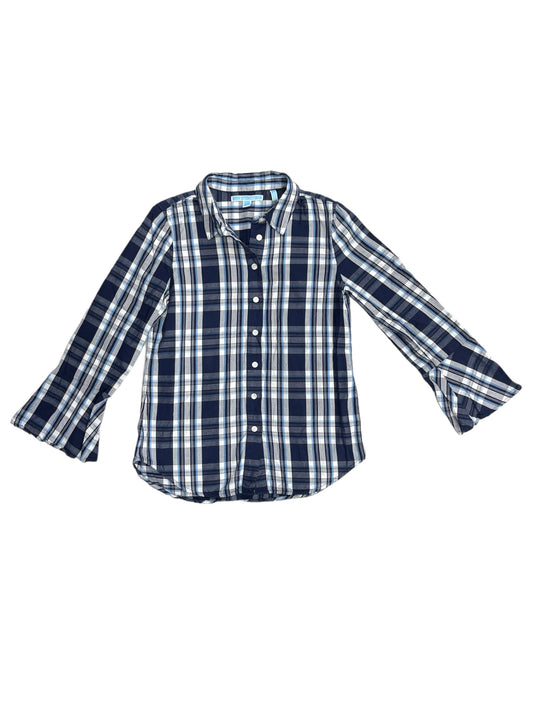 Top 3/4 Sleeve By Draper James In Plaid Pattern, Size: 6