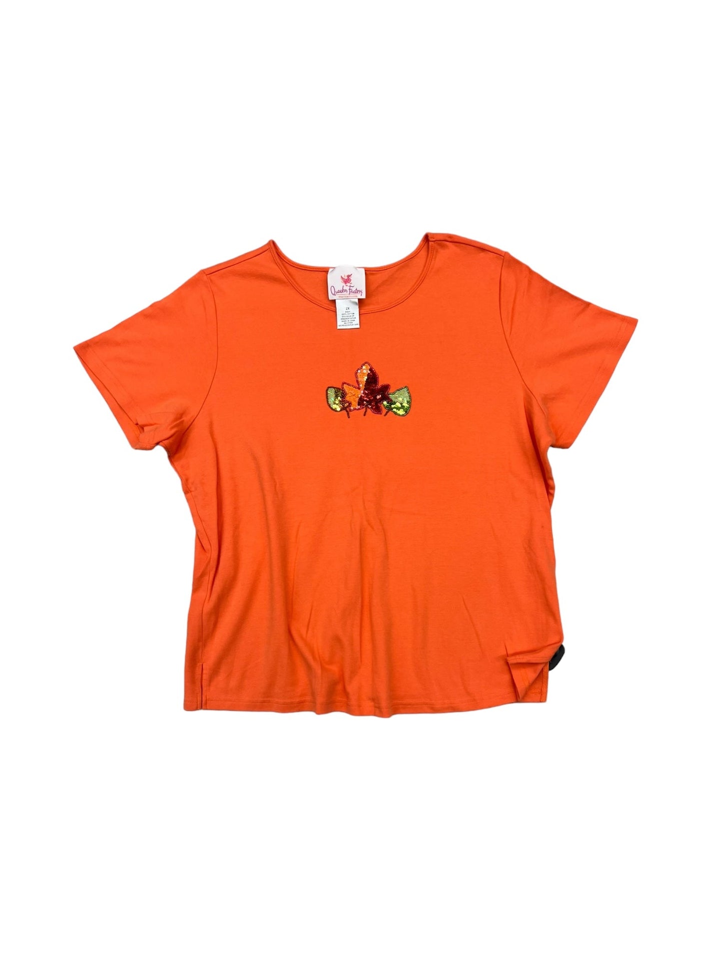 Top Short Sleeve By Quaker Factory In Orange, Size: 2x