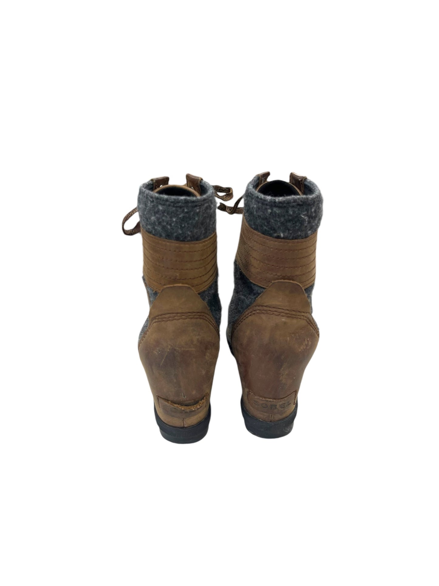 Boots Ankle Heels By Sorel In Brown & Grey, Size: 6