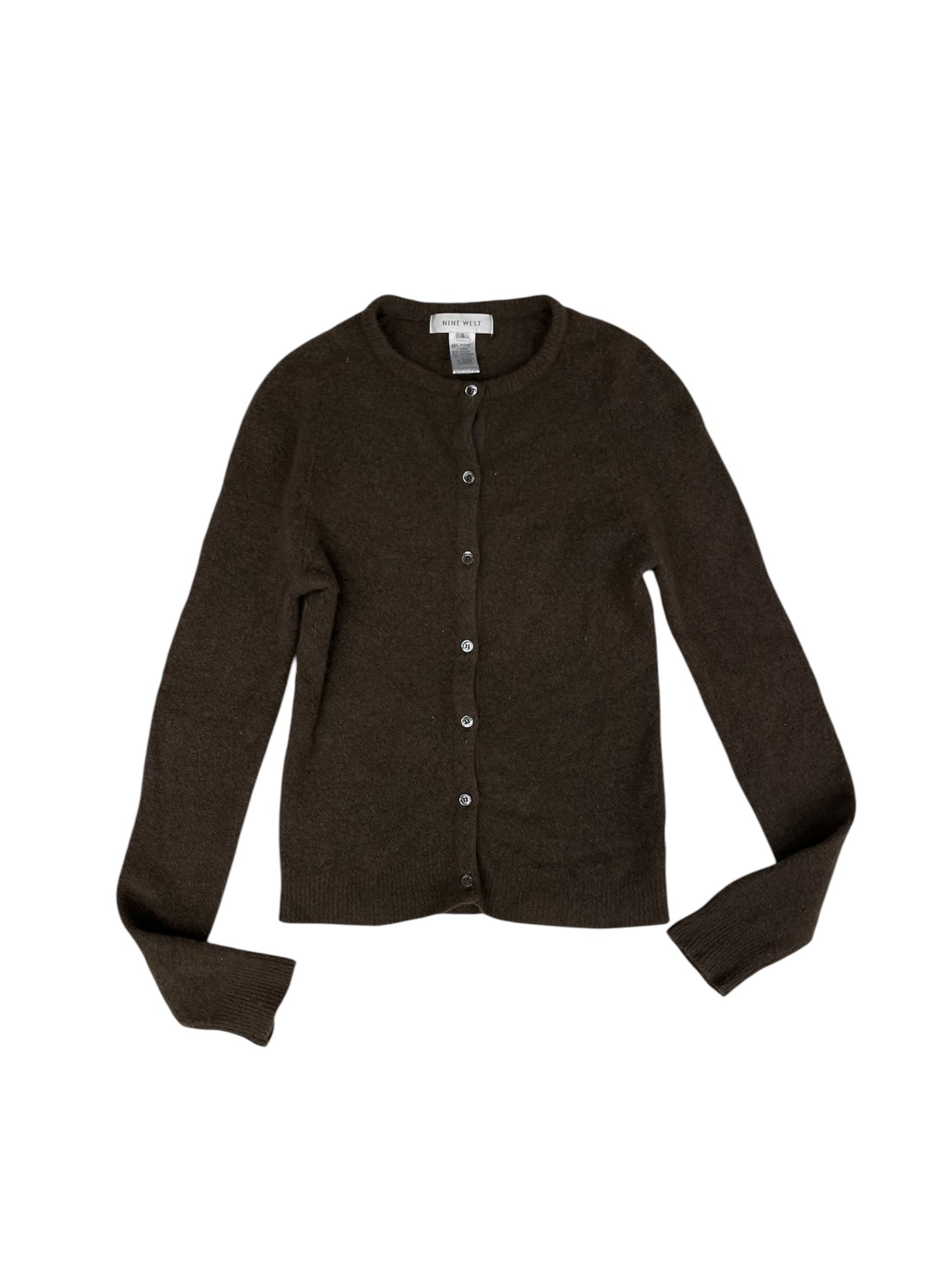 Sweater Cardigan By Nine West In Brown, Size: S