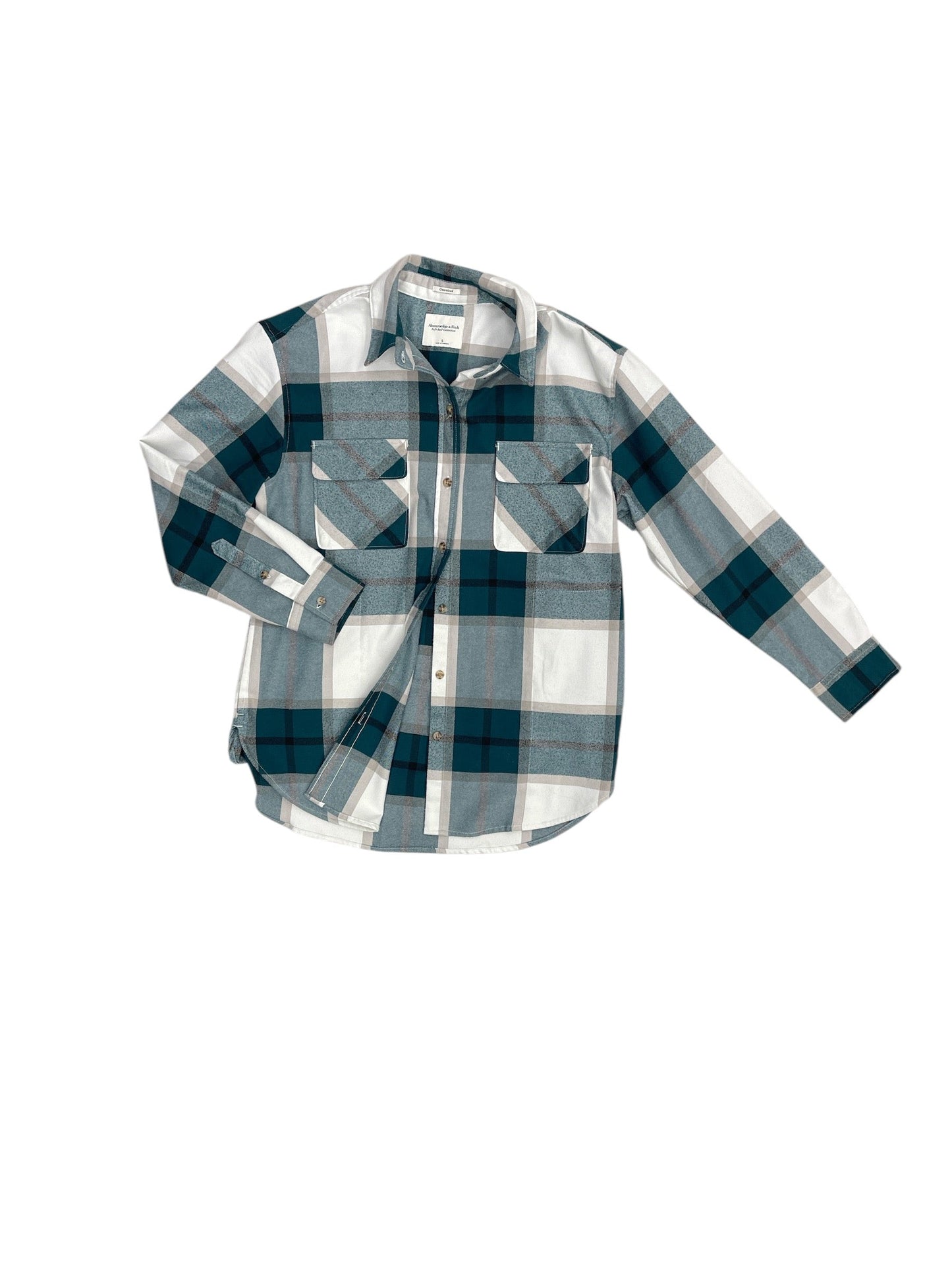 Top Long Sleeve By Abercrombie And Fitch In Plaid Pattern, Size: S