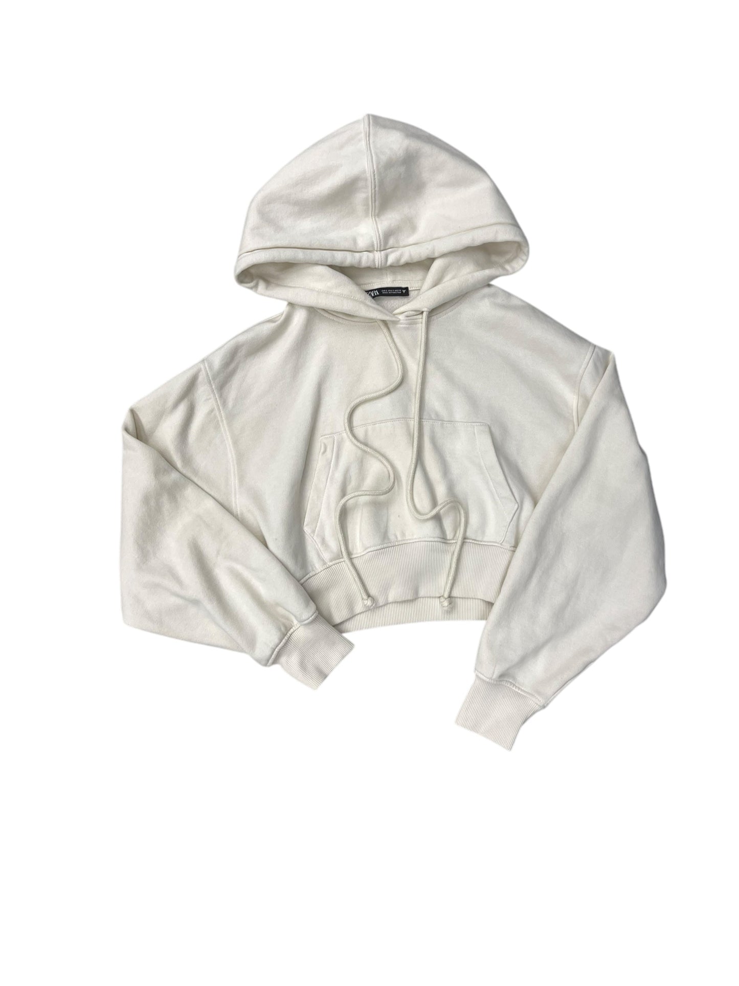 Sweatshirt Hoodie By Zara In Ivory, Size: S