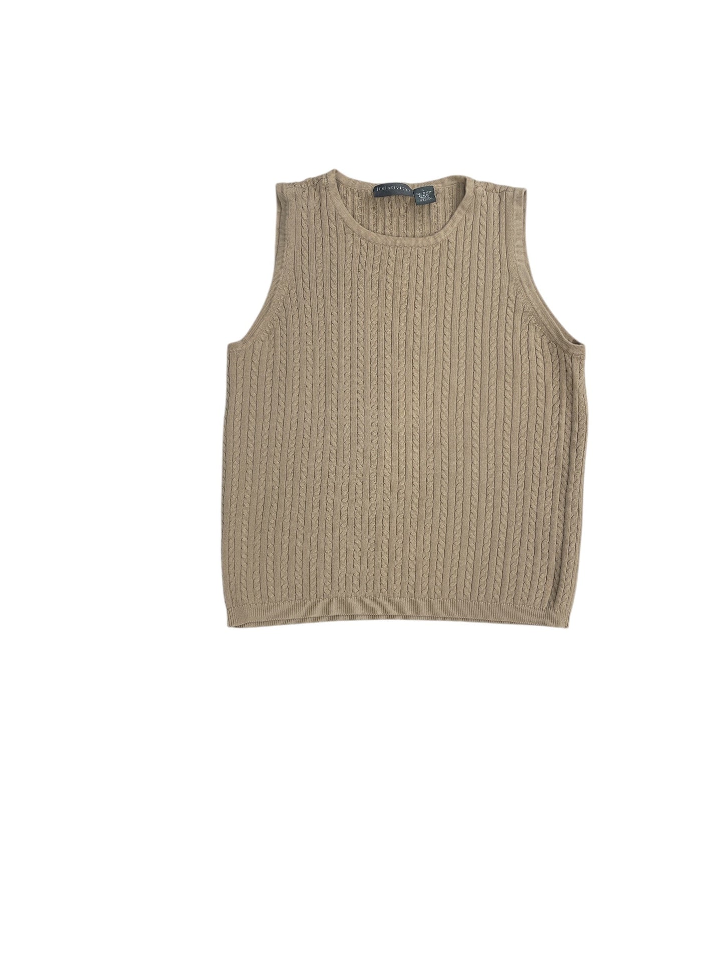 Vest Sweater By Relativity In Tan, Size: L