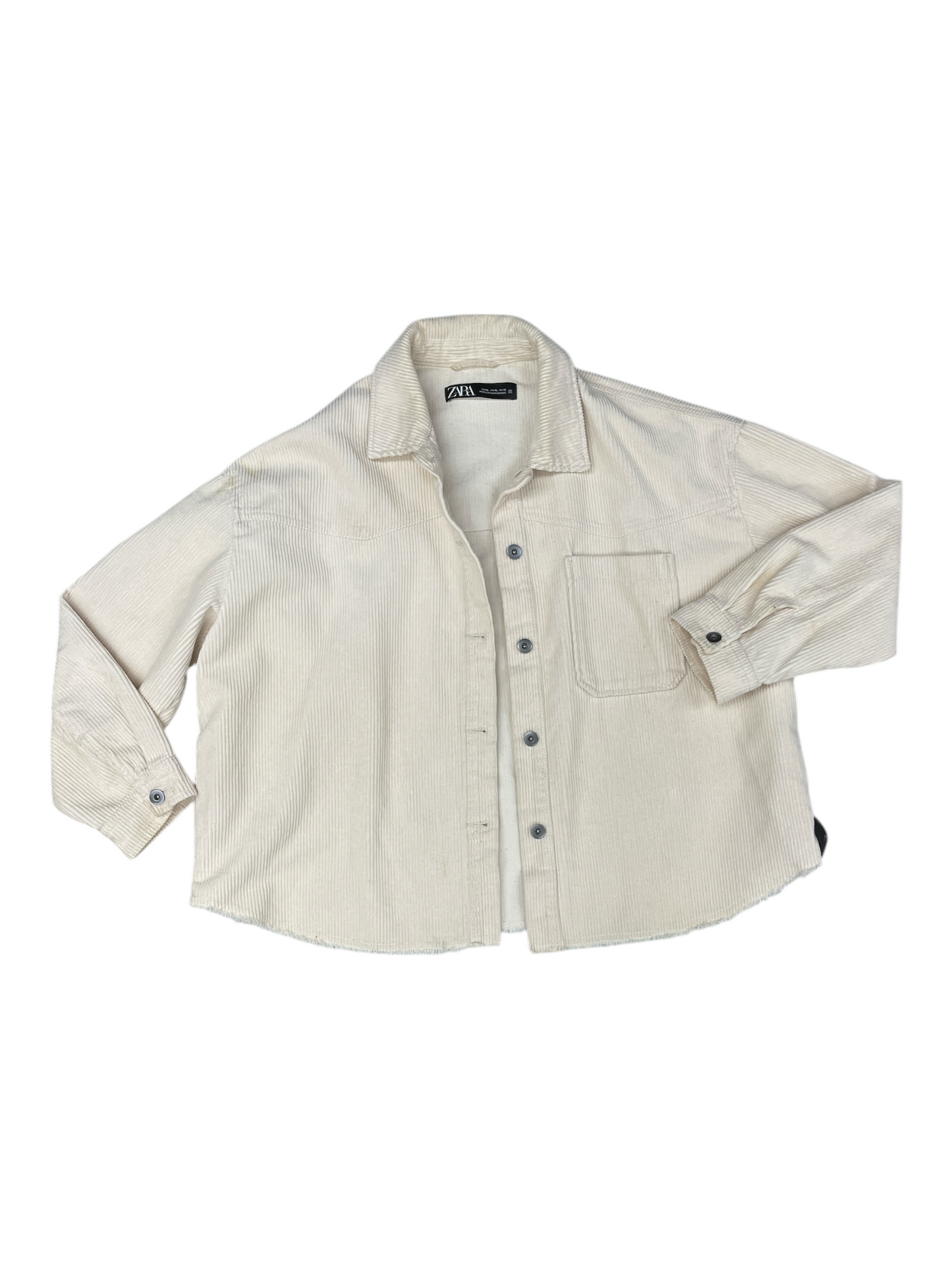 Jacket Shirt By Zara In Cream, Size: Xl