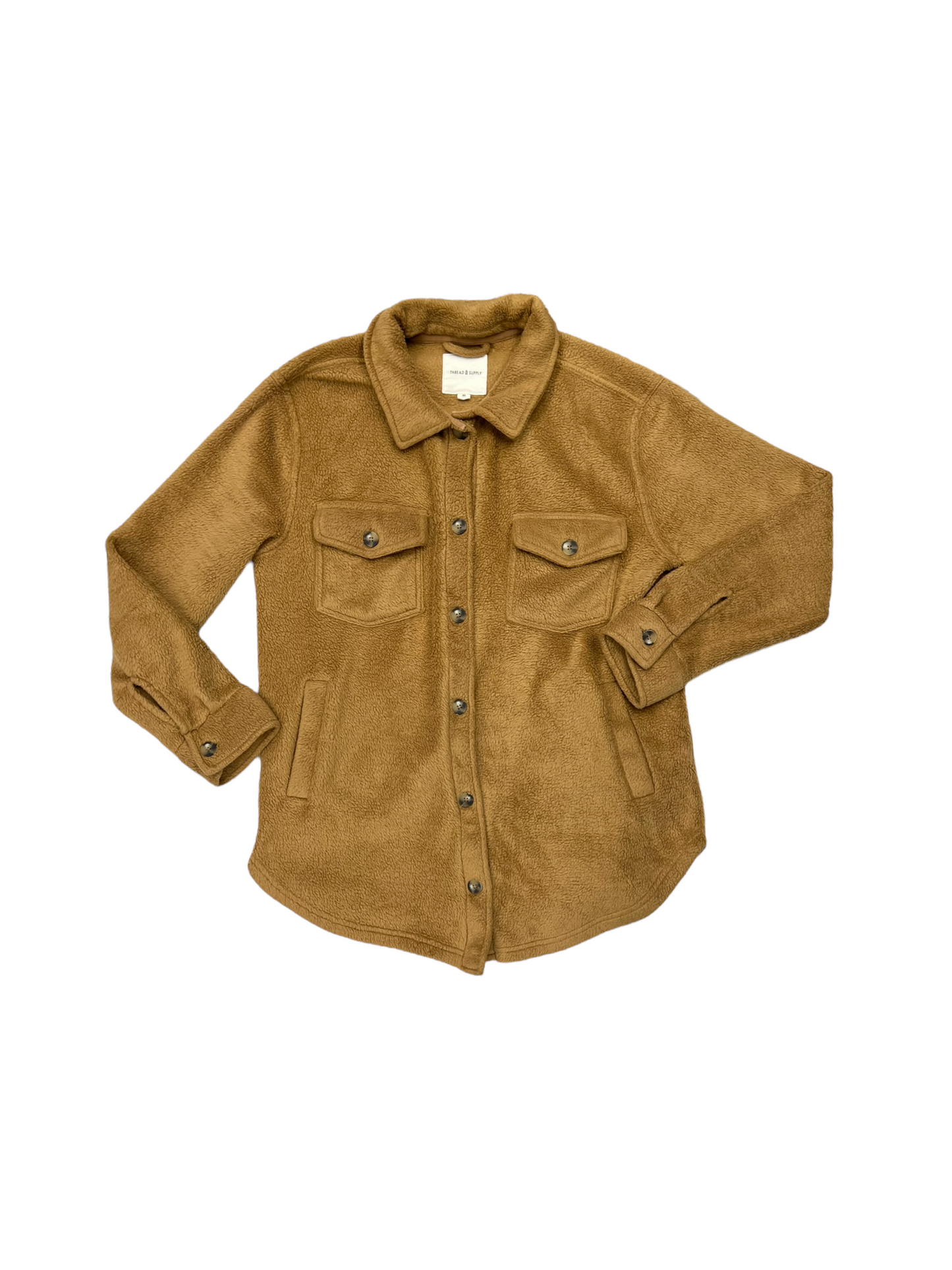 Jacket Fleece By Thread And Supply In Brown, Size: M