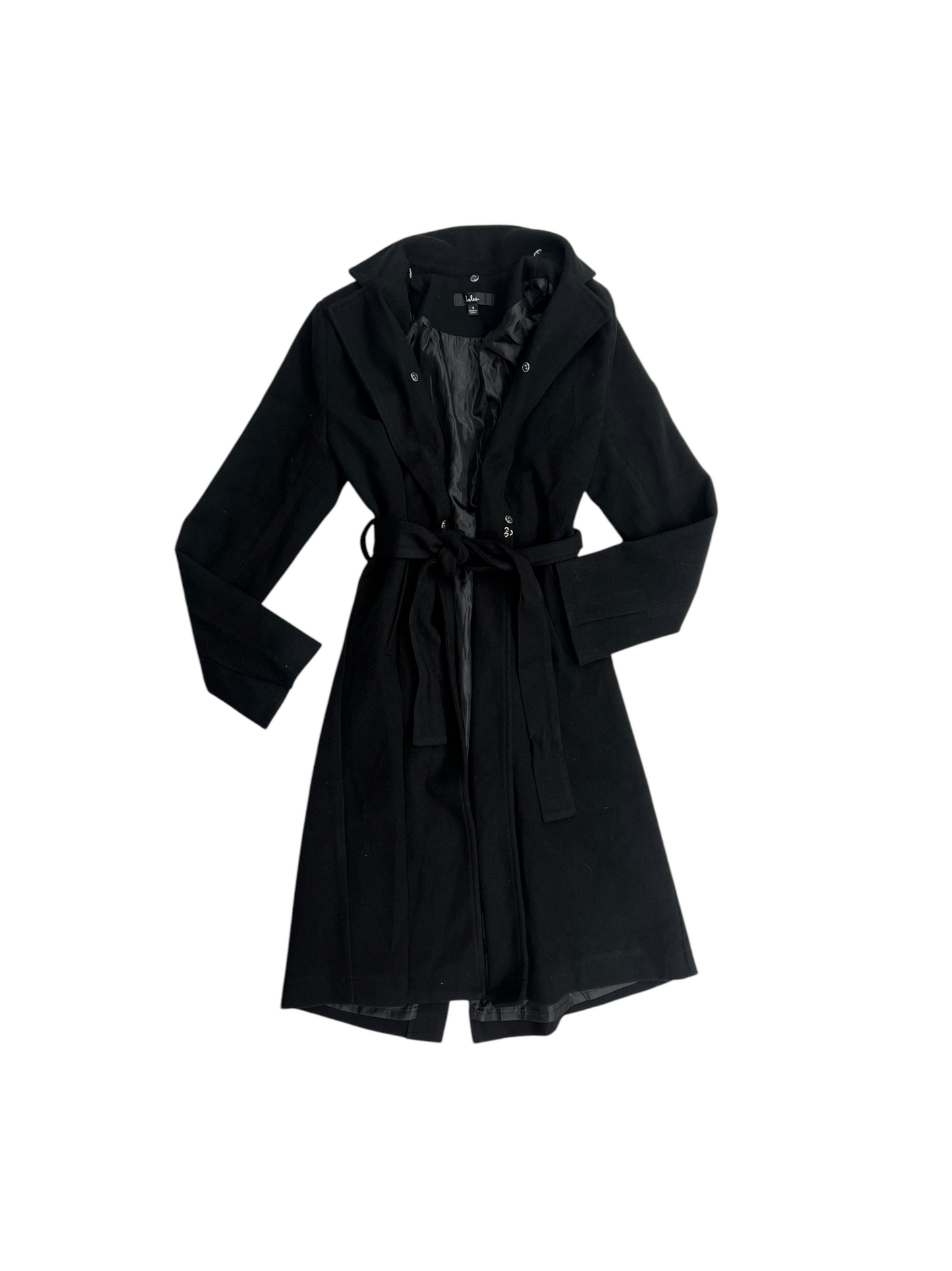 Coat Trench Coat By Lulus In Black, Size: S