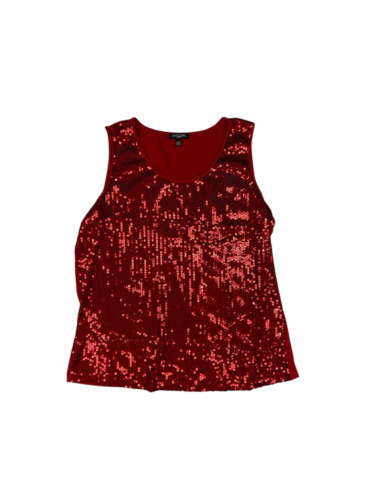 Top Sleeveless By Notations In Red, Size: 1x