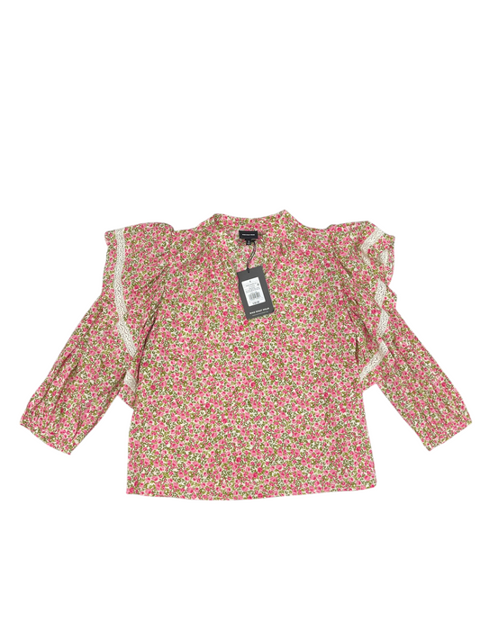 Top 3/4 Sleeve By Who What Wear In Floral Print, Size: S