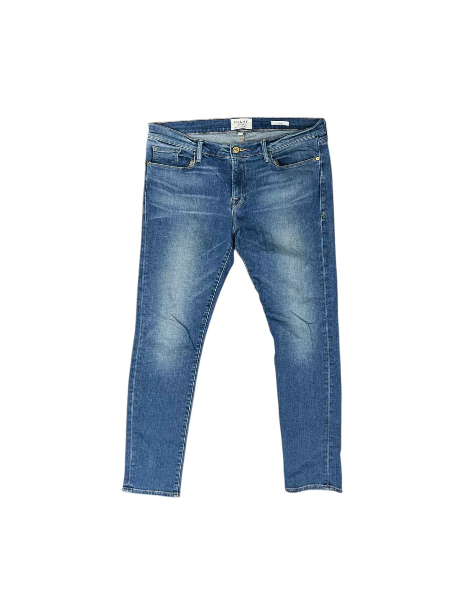 Jeans Skinny By Frame In Blue Denim, Size: 12