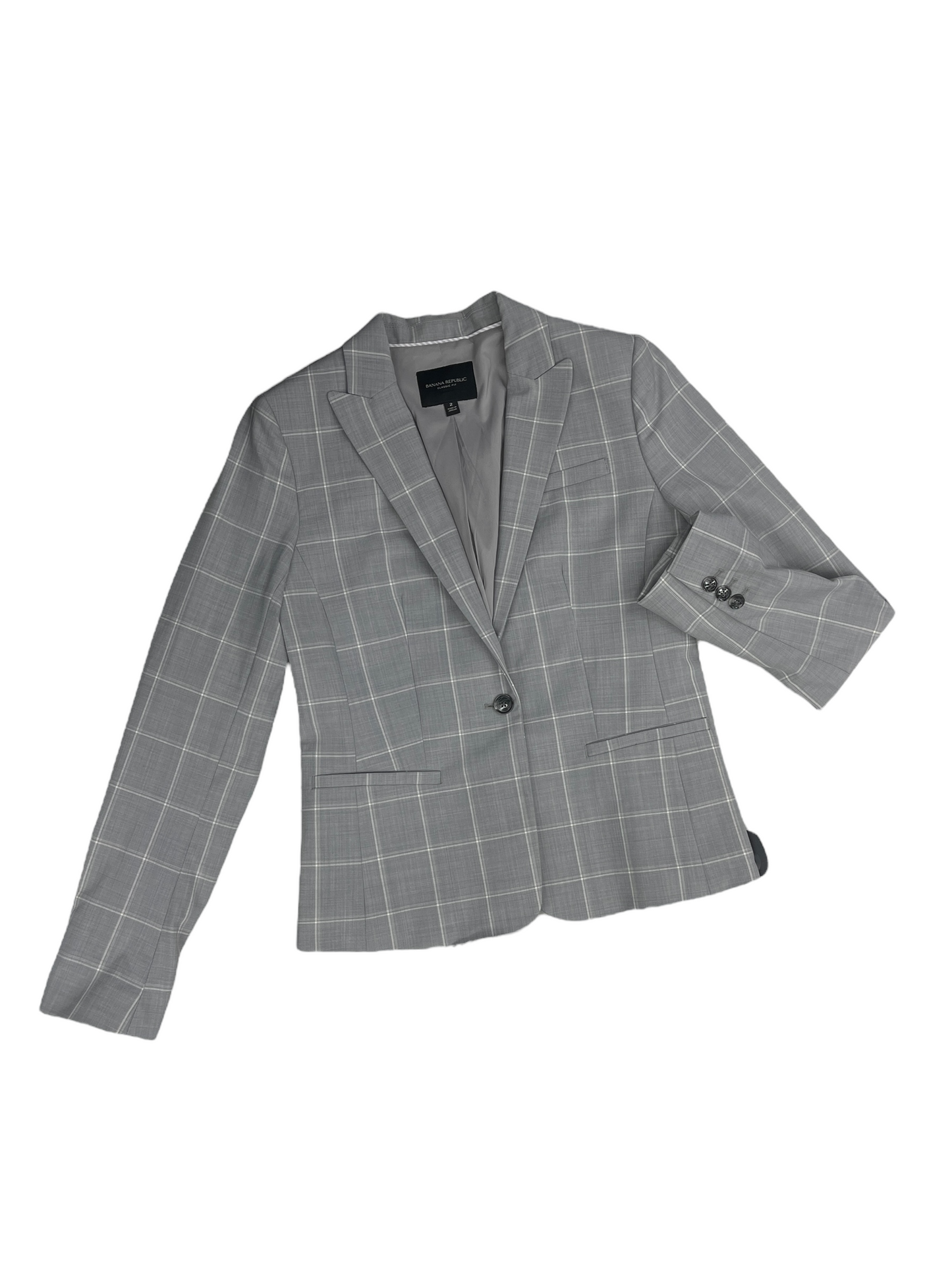 Blazer By Banana Republic In Grey & White, Size: 2