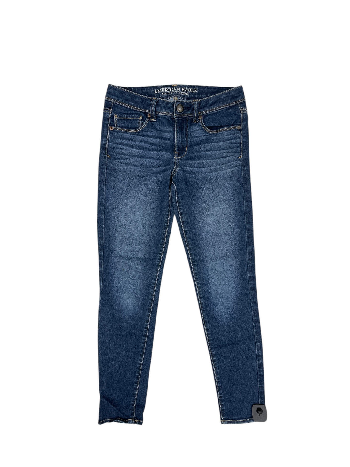 Jeans Skinny By American Eagle In Blue Denim, Size: 4