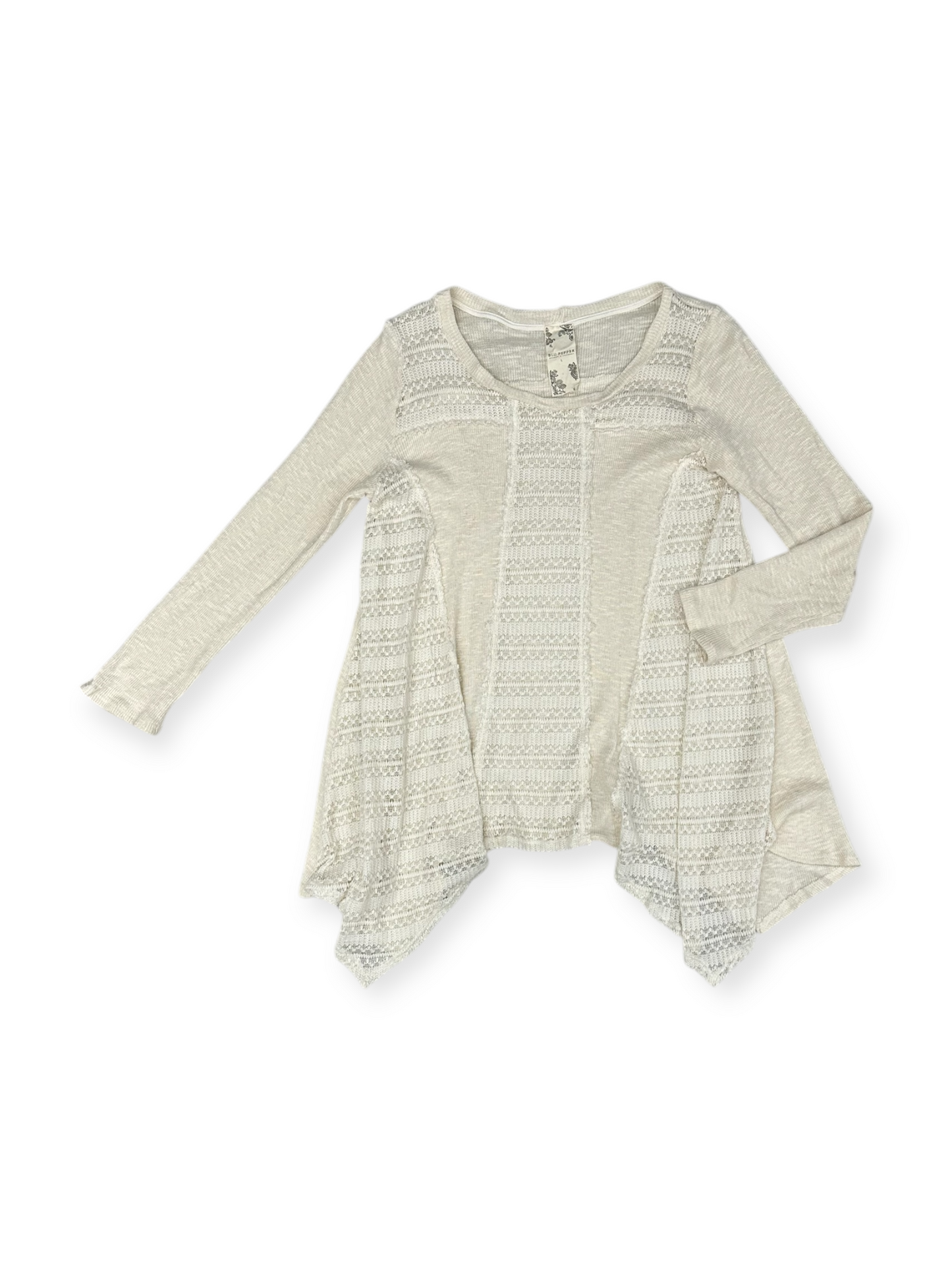 Top Long Sleeve By Blu Pepper In Cream, Size: L