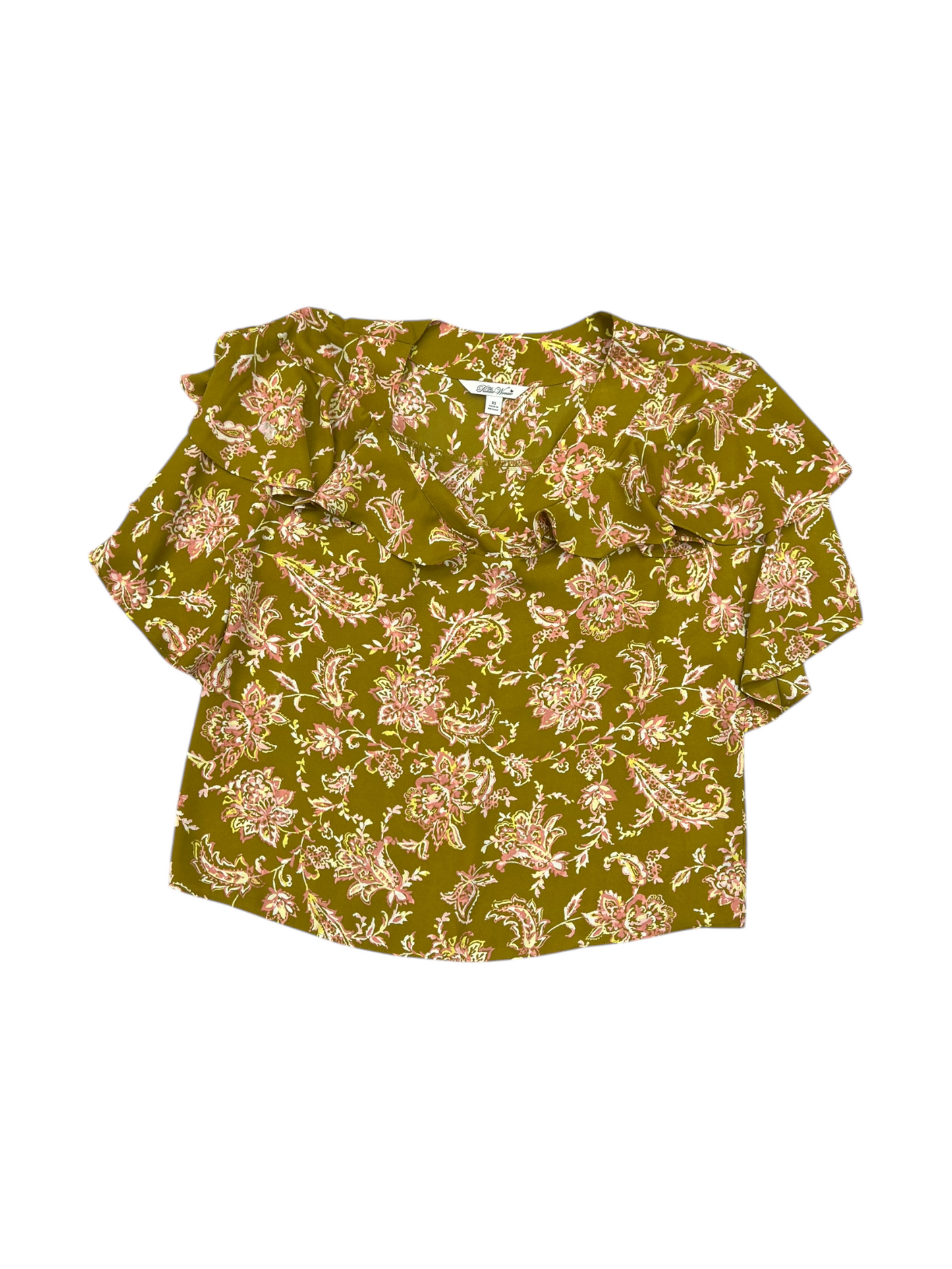 Top Short Sleeve By The Pioneer Woman In Green & Orange, Size: Xs