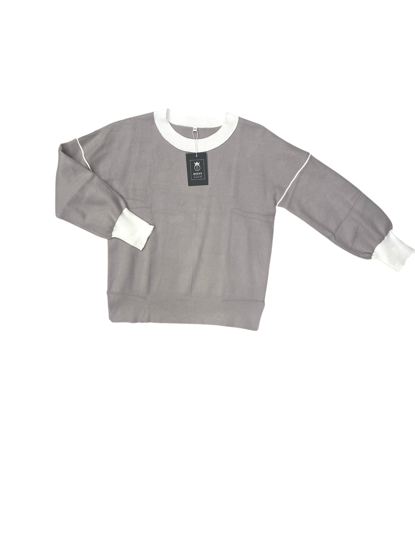 Sweater By Etcyy In Grey & White, Size: S