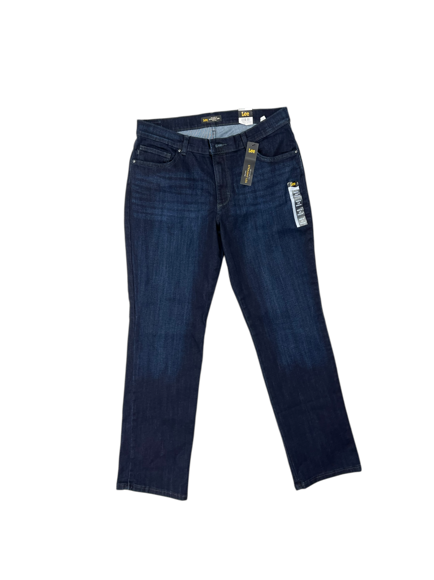 Jeans Straight By Lee In Blue Denim, Size: 14