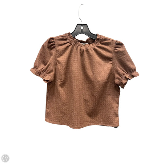 Top Short Sleeve By Monteau In Brown, Size: L