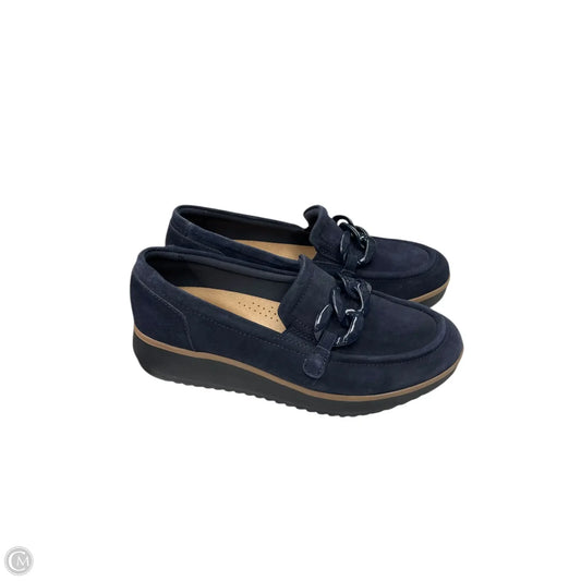 Shoes Heels Wedge By Clarks In Navy, Size: 8.5