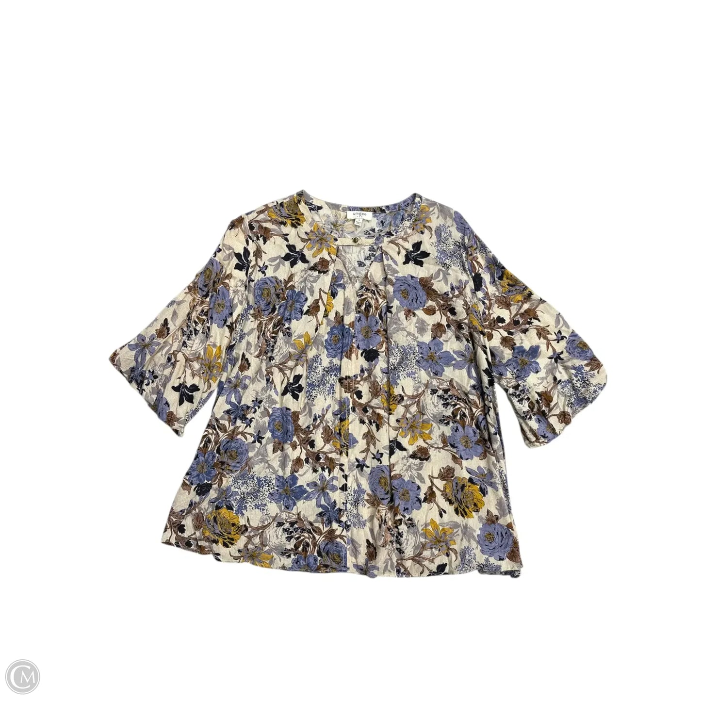 Top 3/4 Sleeve By Umgee In Cream & Purple, Size: S