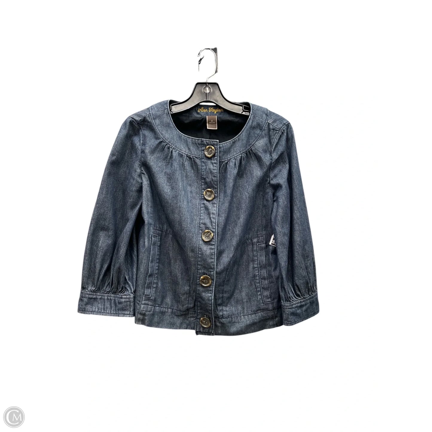 Top 3/4 Sleeve By Ann Taylor In Blue Denim, Size: S