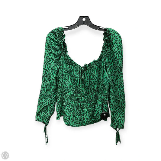 Top Long Sleeve By Topshop In Black & Green, Size: 12