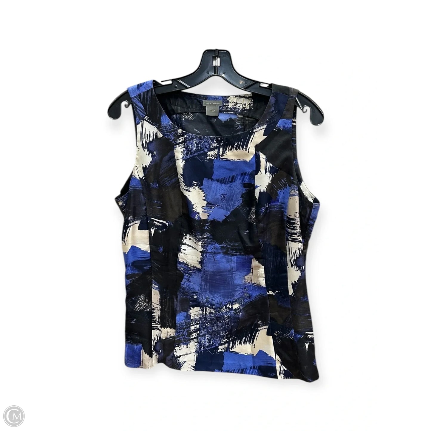 Top Sleeveless By Ann Taylor In Black & Blue, Size: 10