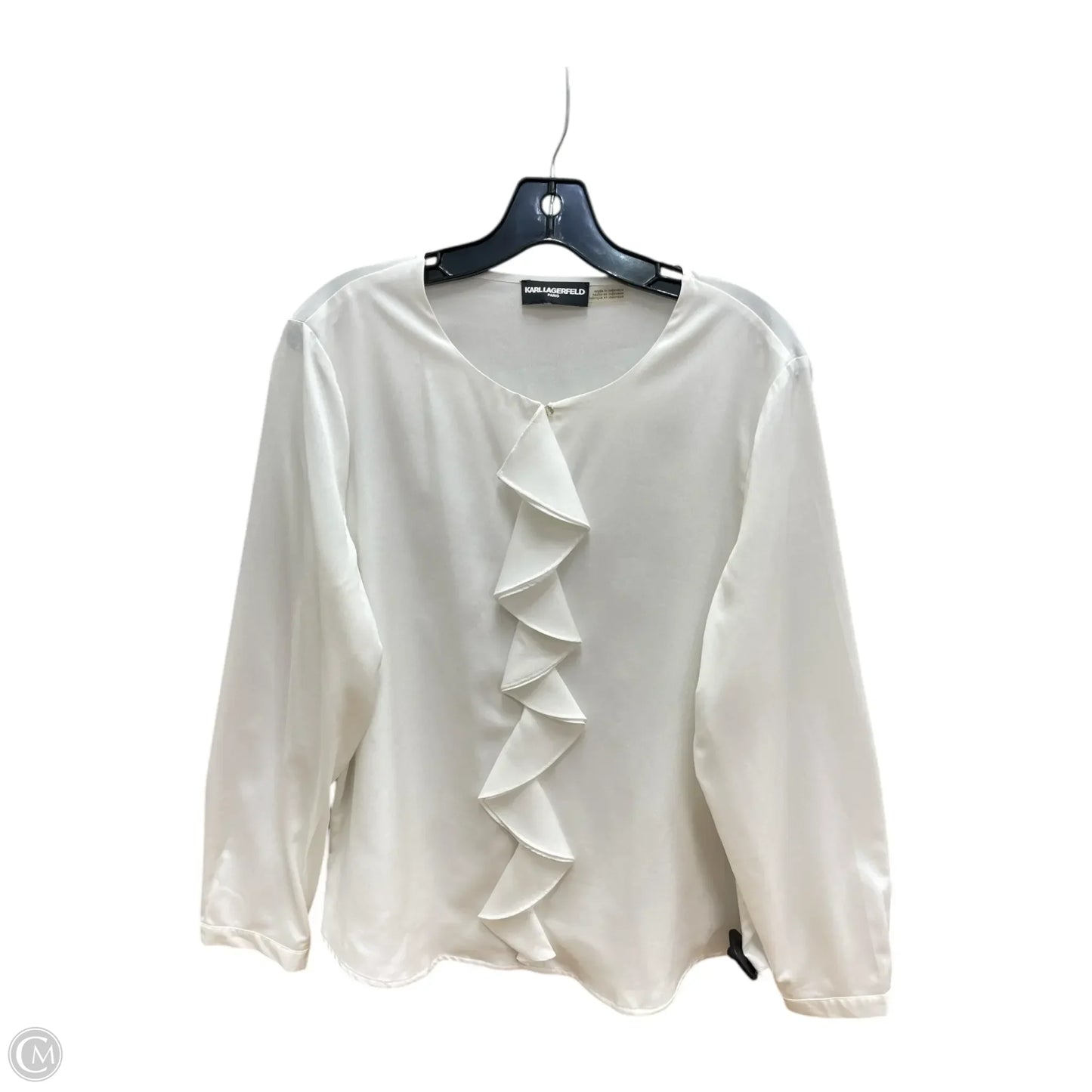 Top Long Sleeve Designer By Karl Lagerfeld In White, Size: Xl