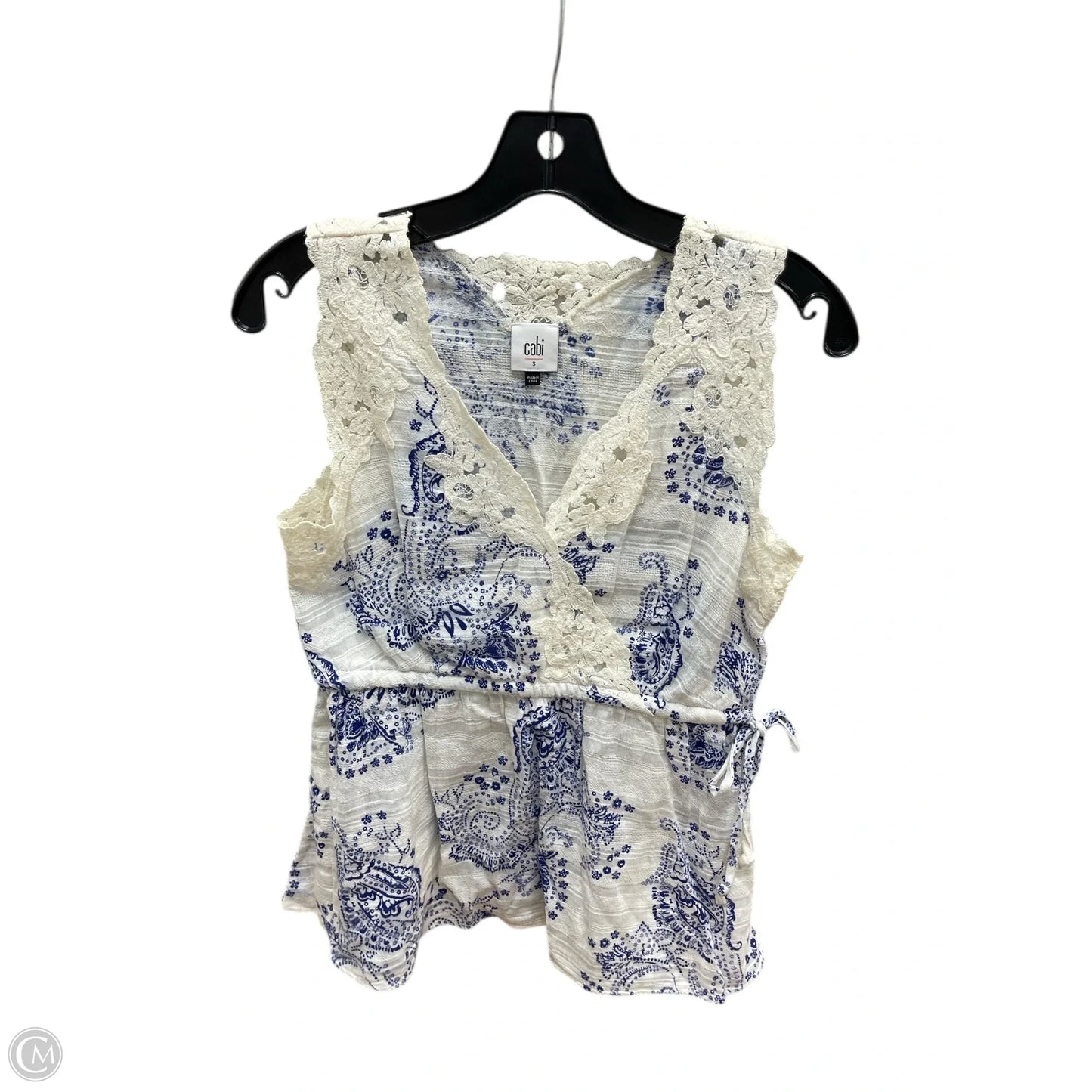 Top Sleeveless By Cabi In Blue & White, Size: S