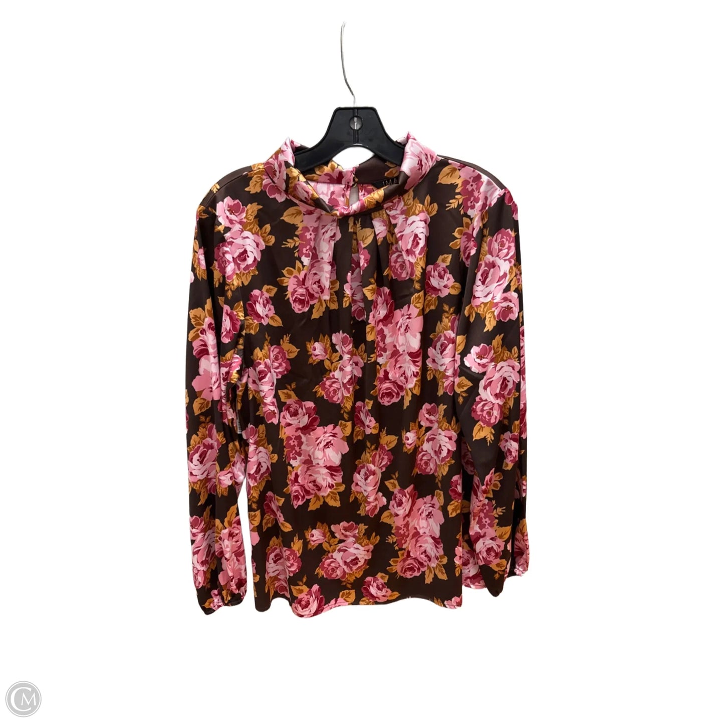 Top Long Sleeve By Iman Hsn In Floral Print, Size: L