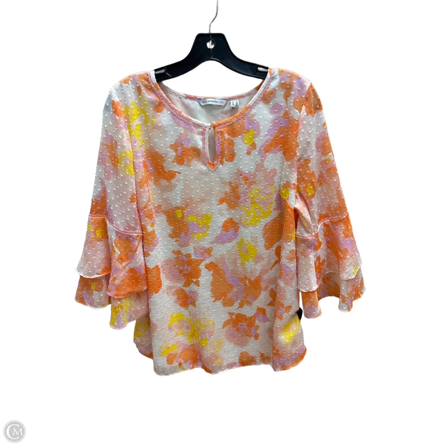 Top 3/4 Sleeve By Isaac Mizrahi Live Qvc In Orange & White, Size: 12