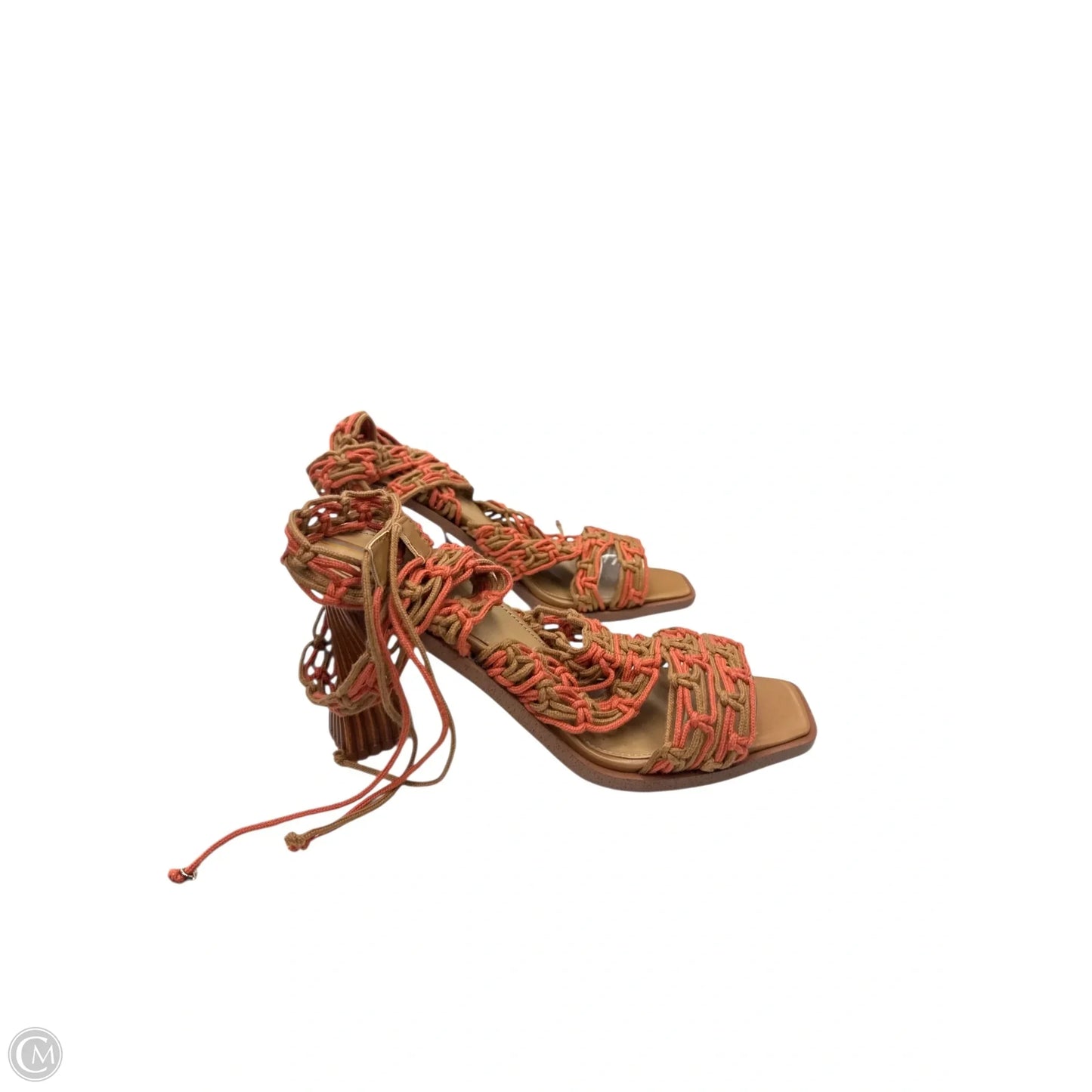 Sandals Heels Block By Sam Edelman In Orange & Tan, Size: 9.5