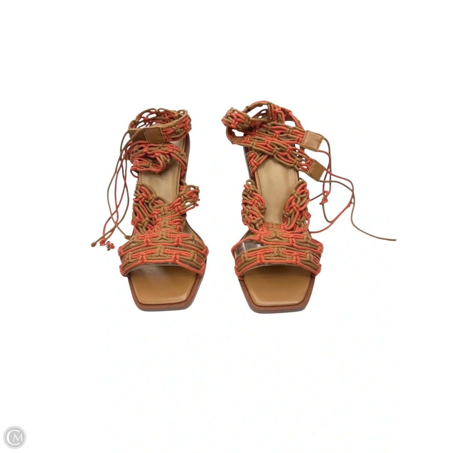Sandals Heels Block By Sam Edelman In Orange & Tan, Size: 9.5