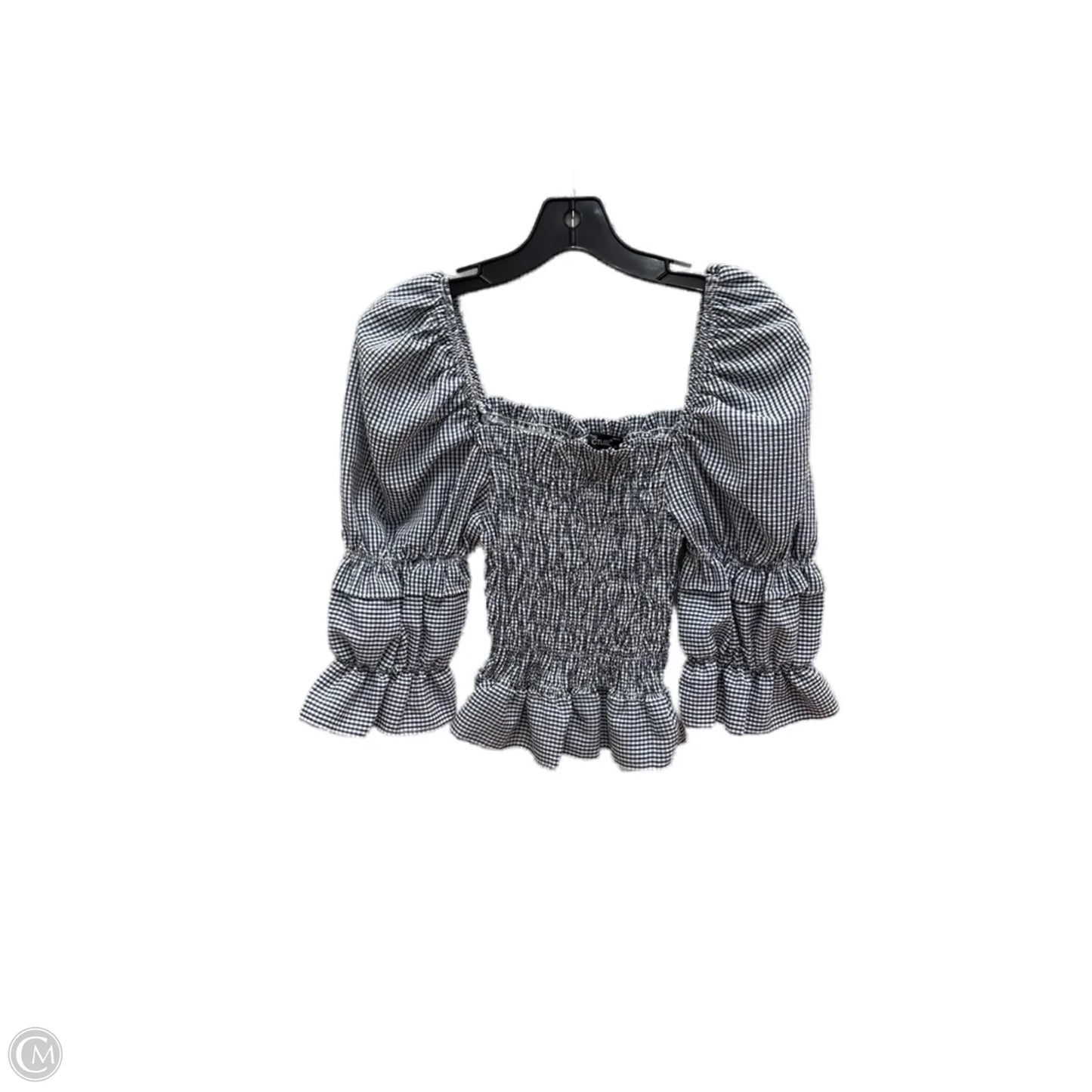 Top 3/4 Sleeve By Clothes Mentor In Checkered Pattern, Size: M